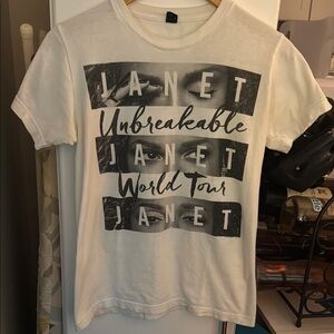 Used White Graphic T-Shirt from Janet Jackson unbreakable world tour